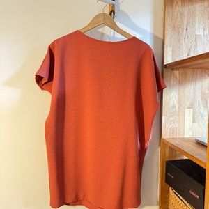 Kaarem Angle Mini Dolman Open Back Dress in Coral